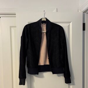 Oiselle Black Bomber Jacket with Subtle Pattern